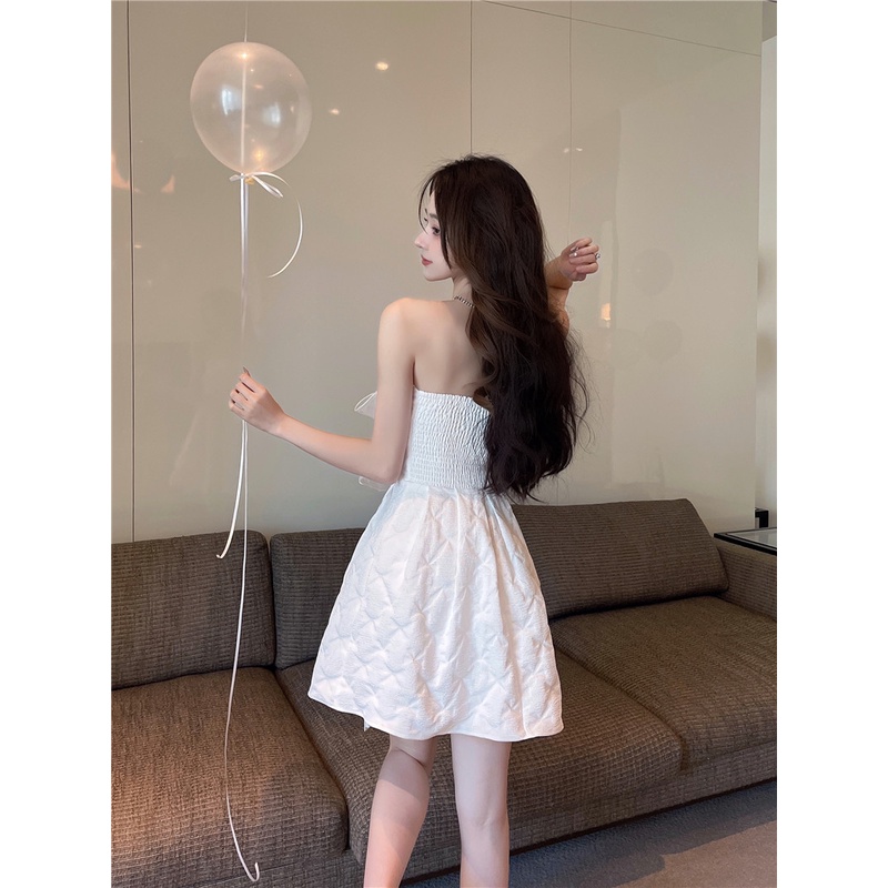 Đầm công chúa trắng tinh khôi nơ ngực tay rời ulzzang - u.w