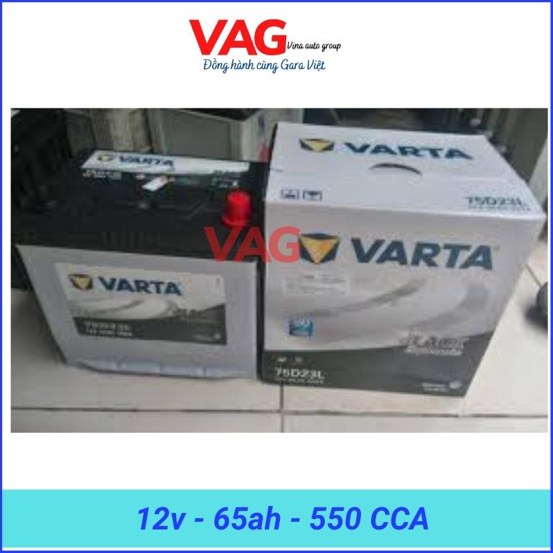 Ắc quy Varta 65ah mã sản phẩm 75D23L, bảo hành 12 tháng với xe không có mào