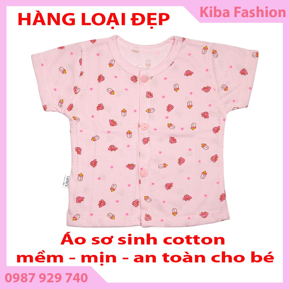 [Hàng đẹp] Áo sơ sinh cộc tay khuy giữa cho bé sơ sinh từ 2-6kg (Cotton 100%, mềm mịn, thoáng mát, an toàn cho bé)