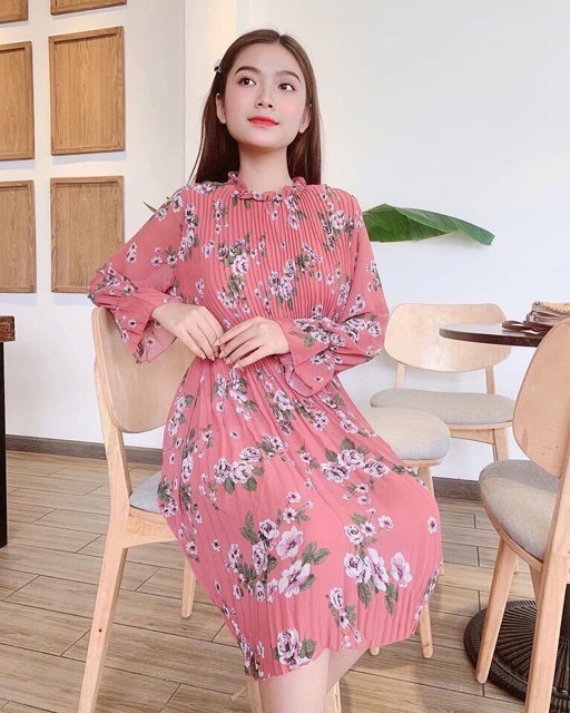 Đầm Maxi Voan Hoa Dập Li QC Cao Cấp