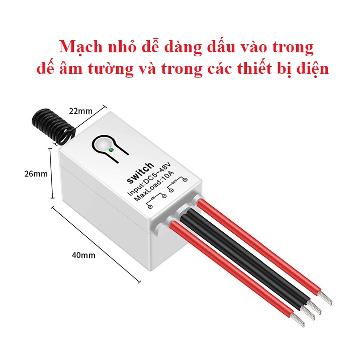 Công tắc điều khiển từ xa 5V 6V 12v 24v 36v 48V/ Dc cho thiết bị điện 1 chiều