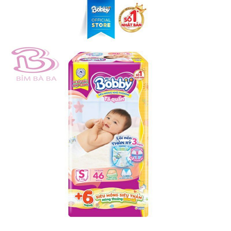 🏰HCM 🏰 Tã quần Bobby lõi nén 3 mm size S46+6/ M42+4 / L38+4 / XL32+4 / XXL28+4 / XXXL22+4