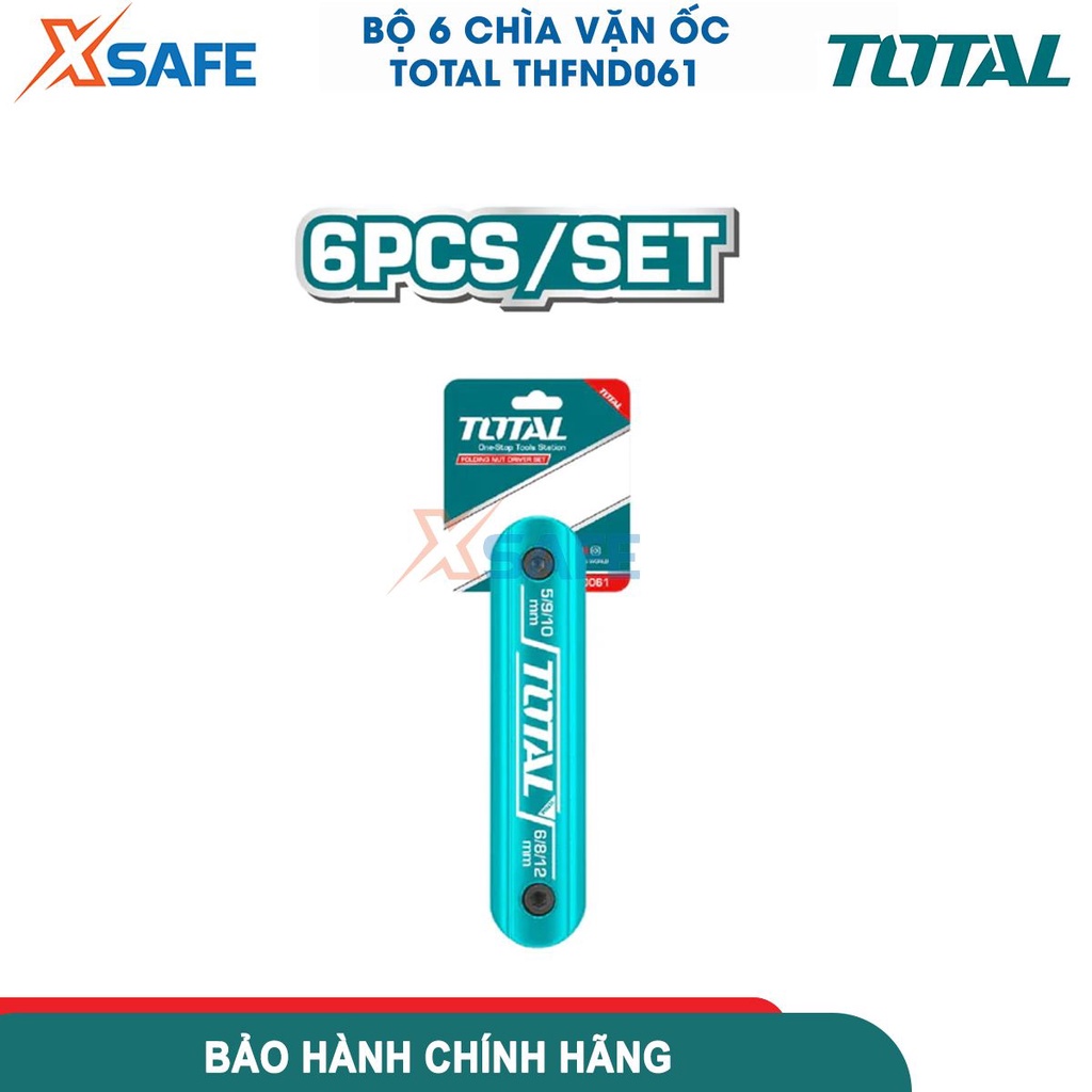 Bộ 6 chìa vặn đa năng TOTAL THFND061, kích thước 5mm, 6mm, 8mm, 9mm, 10mm, 12mm, chìa vặn dùng chất liệu Cr-V + AL