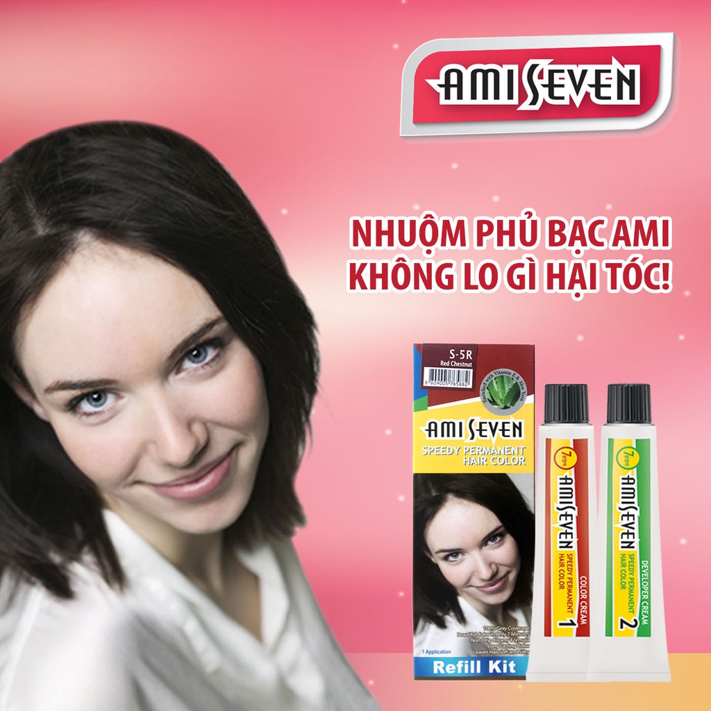 Nhuộm phủ bạc dược thảo Amiseven nhanh 7 phút AMI SEVEN  (Loại tiết kiệm) S5R (60g + 60g) Hàn Quốc