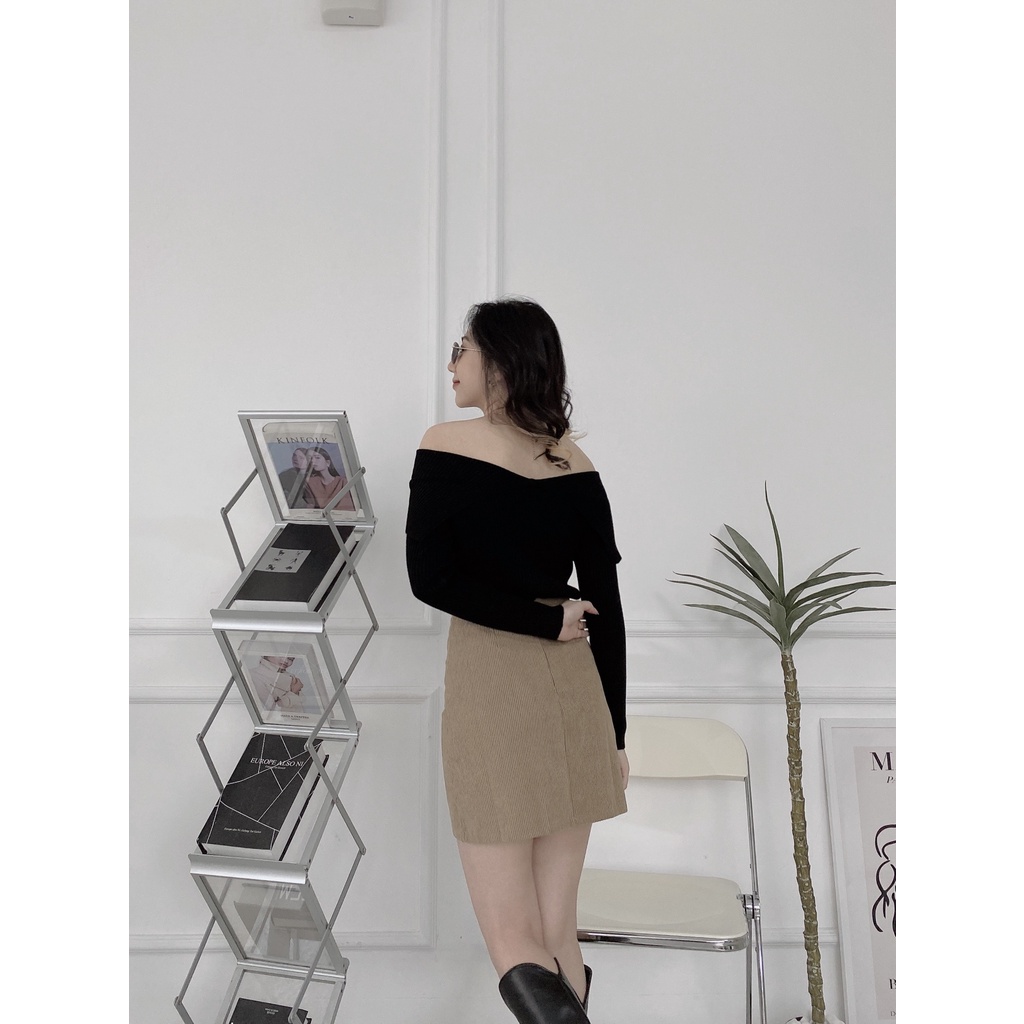 ÁO LEN TRỄ VAI HAI LÁ CỔ TRƠN