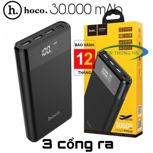 Pin sạc dự phòng Hoco B35E Entourage 30000mAh 2 cổng sạc, 3 cổng ra- có LCD hiển thị từng phần trăm PIN