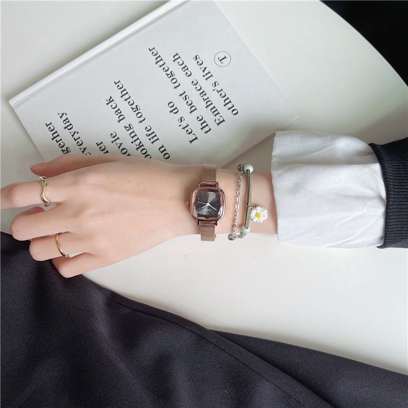 Đồng hồ nữ mặt gạch dây thép cao cấp kiểu dáng vintage DHT4 LOUSMORE