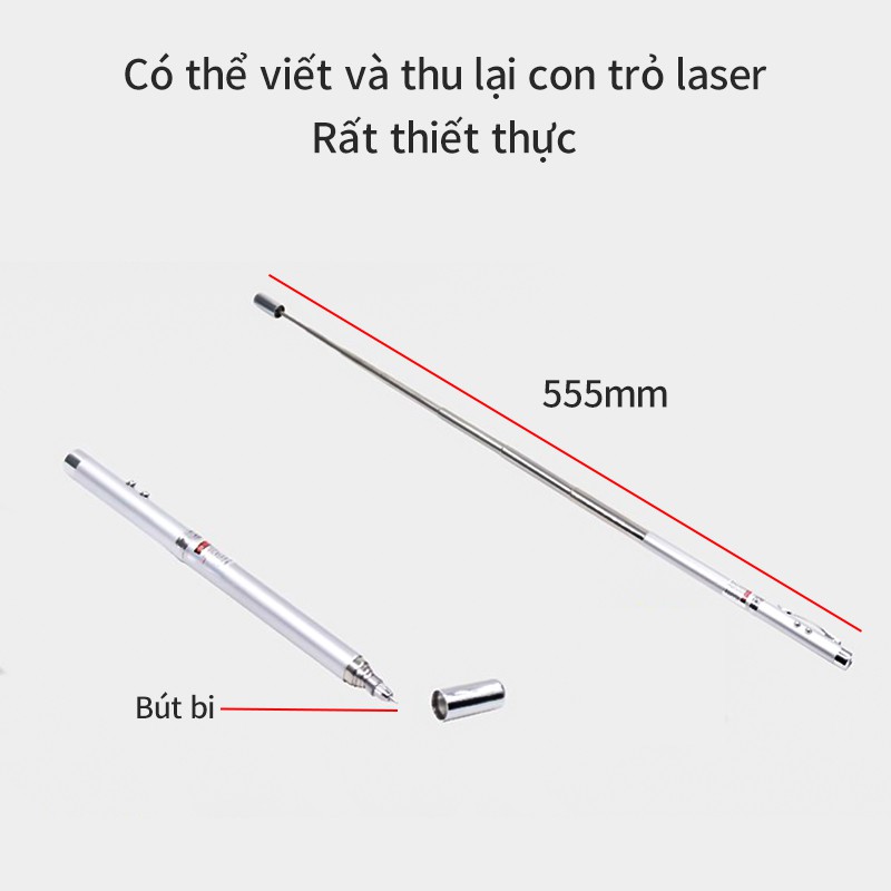 Bút bi trung tính đa chức năng, đèn LED trỏ laser, có thể điều chỉnh độ dài, thích hợp cho các cuộc họp giảng dạy