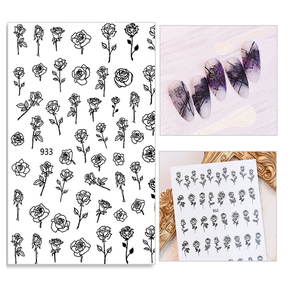 Nhãn dán móng 3D hình hoa hồng