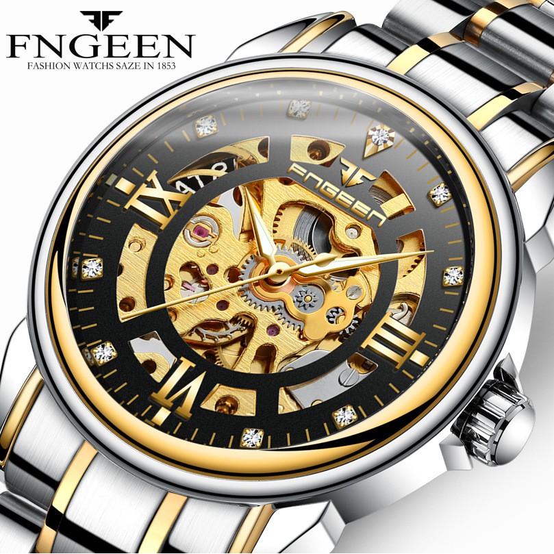 ĐỒNG HỒ CƠ NAM AUTOMATIC FNGEEN LỘ MÁY DÂY THÉP CAO CẤP
