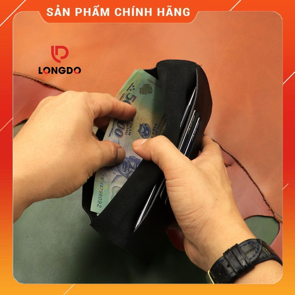 Ví Nữ Cao Cấp - Cam Kết 100% Da Bò Thật - Màu Đen Thương Hiệu Longdo Leather - BNM02