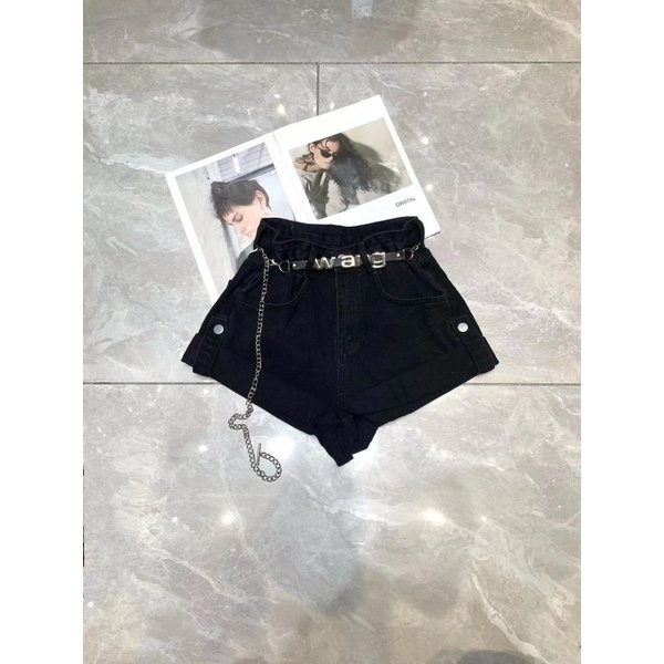 QUẦN SHORT JEANS KÈM ĐAI WAG GẤP GẤU DÁNG BASIC MS25881