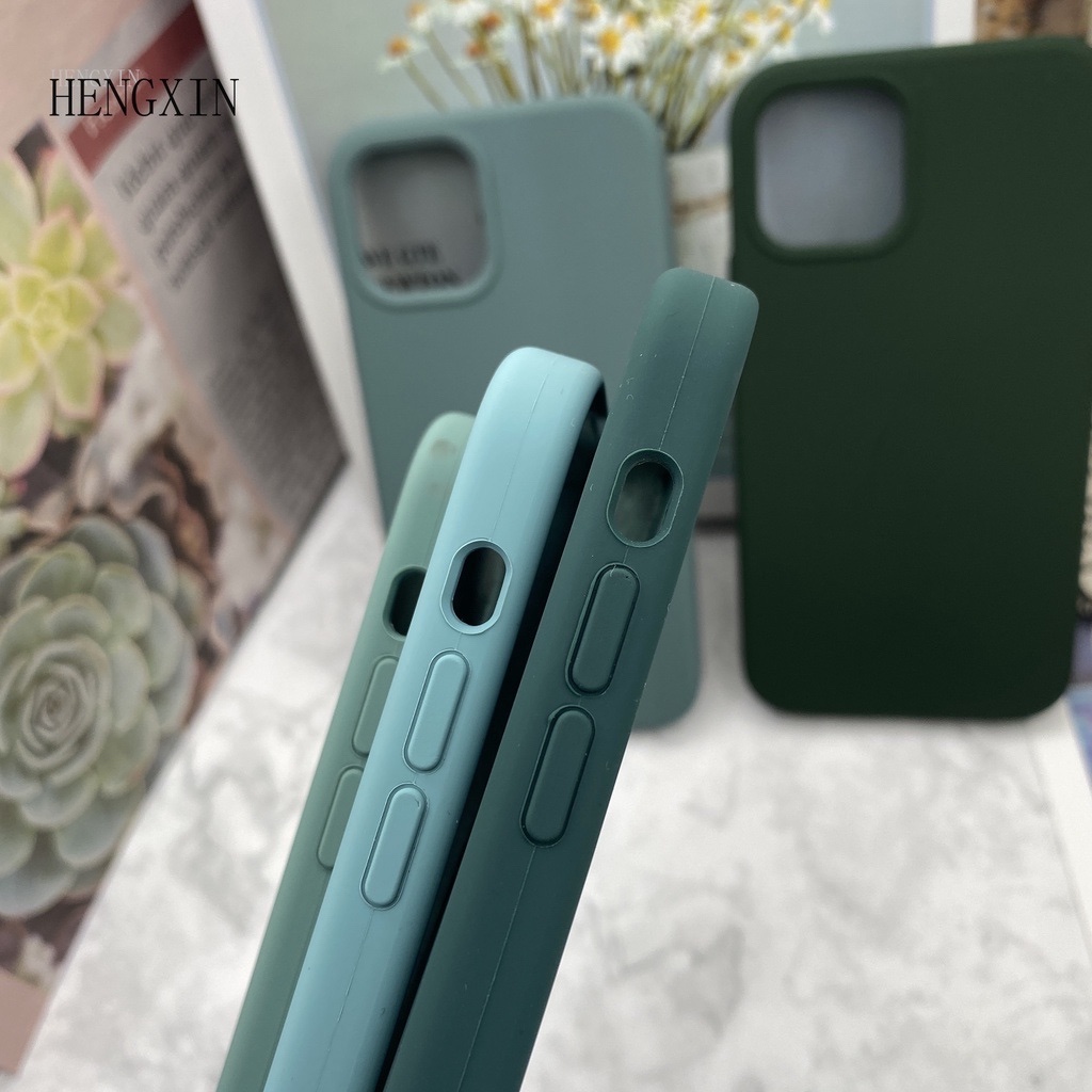 Ốp Điện Thoại Silicone Chống Rơi Màu Xanh Lá Cho iPHONE 6S 7 8 SE 2020 XS XR 11PROMAX 12 12PROMAX 13MINI 13 13PROMAX