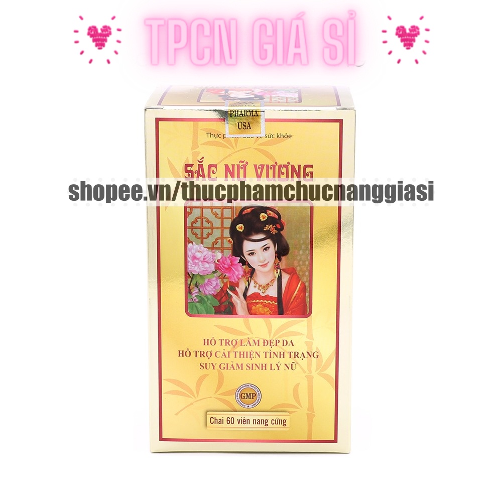 Tăng cường sinh lý nữ Sắc Nữ Vương isoflavon, collagen cân bằng nội tiết tố nữ, đẹp da - Hộp 60 viên