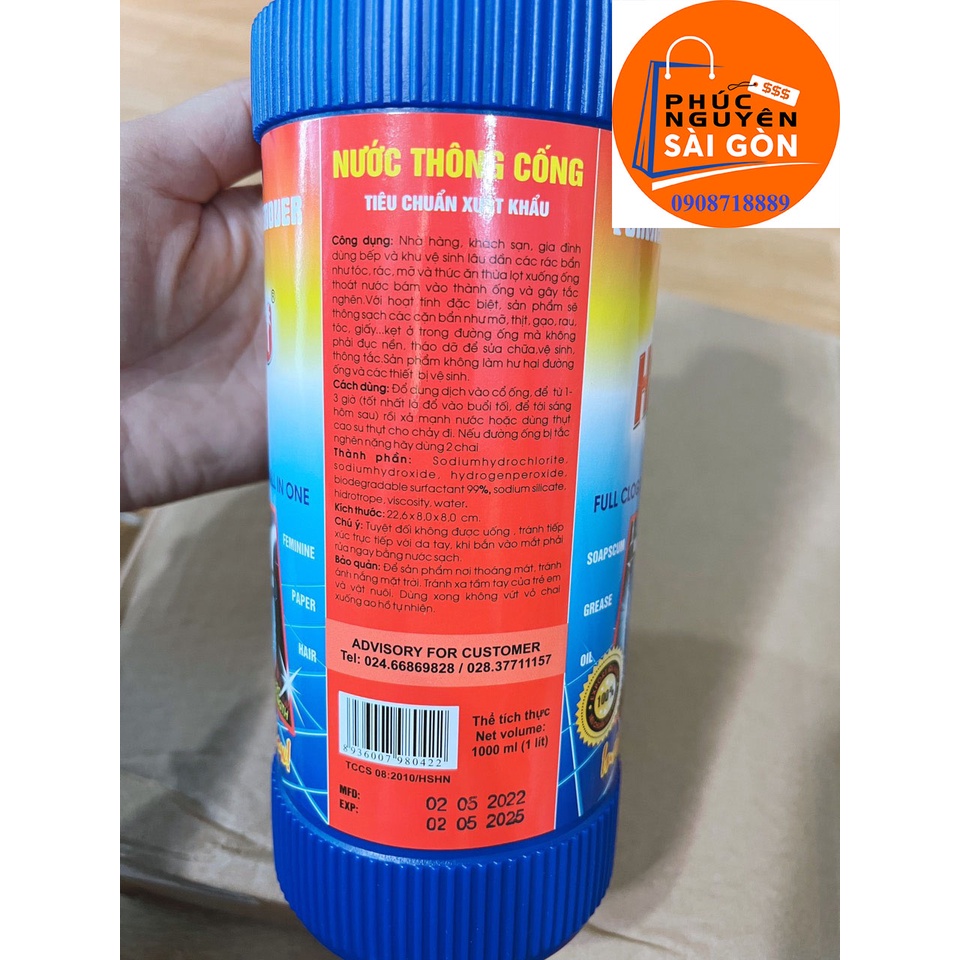 Nước thông cống Hando 1000ml tránh tắc nghẽn( Phân Phối bởi Phúc Nguyên shop )