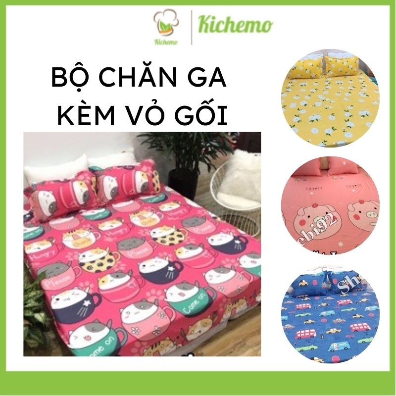Bộ Ga Kèm Đôi Vỏ Gối Poly Cotton Bộ Ga Gối