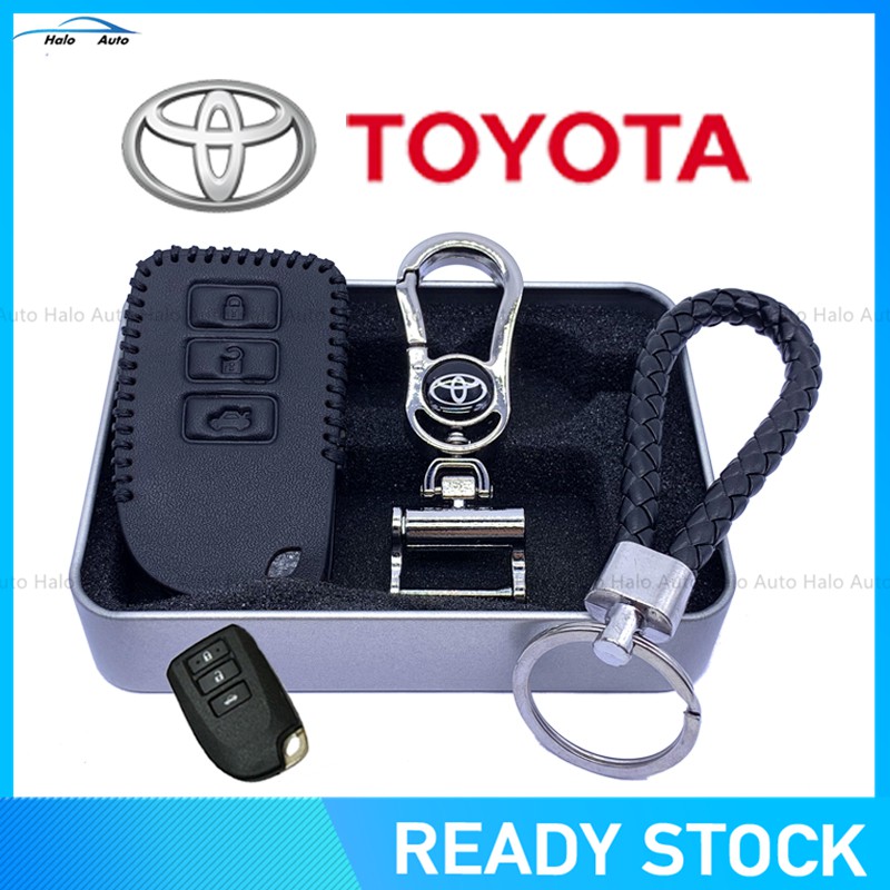 【Ready Stock】100% Genuine Leather Key Cover For Toyota VIOS-3 Buttons-OPP BAG