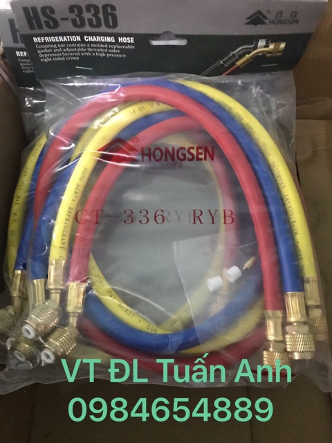 Combo Bộ 3 Dây Đo Sạc Gas Hongseng + Đầu Chuyển Đồi Gas từ R22 sang R410,R32