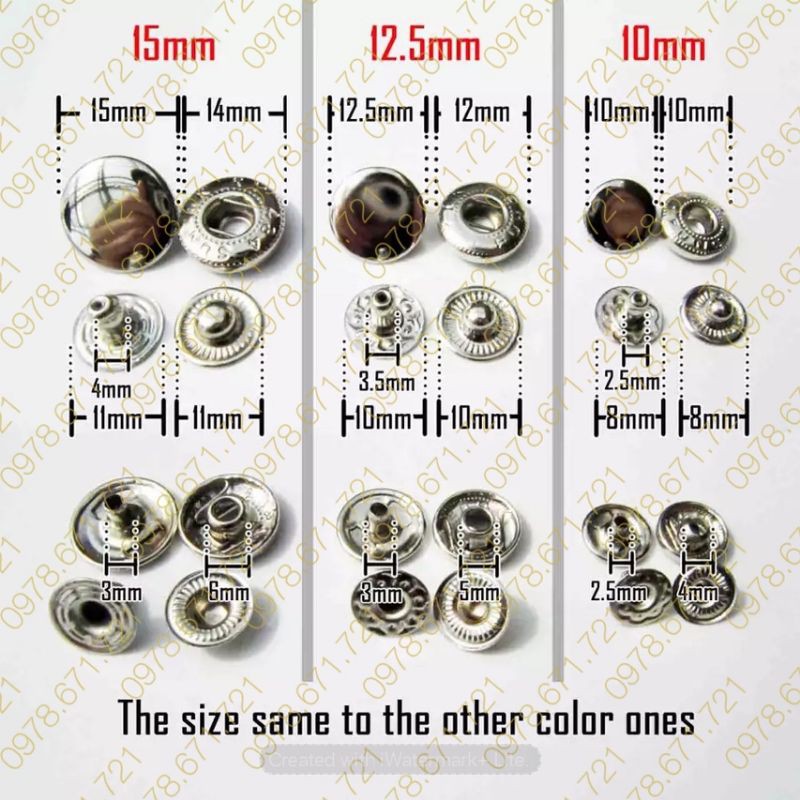 cúc bấm 4 chi tiết 10mm - gói 40 bộ
