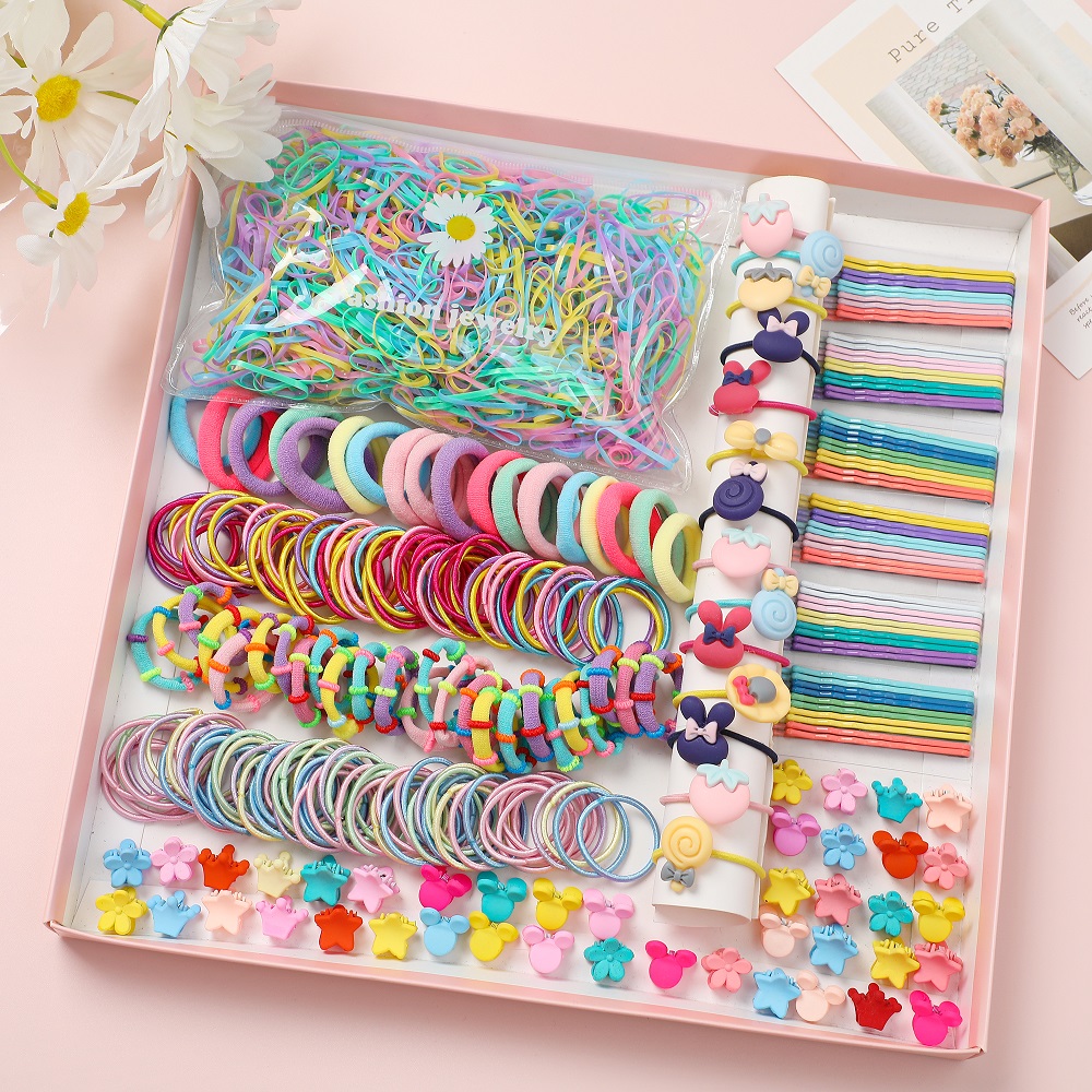 Bộ kẹp tóc + dây buộc tóc dễ thương dành cho trẻ em