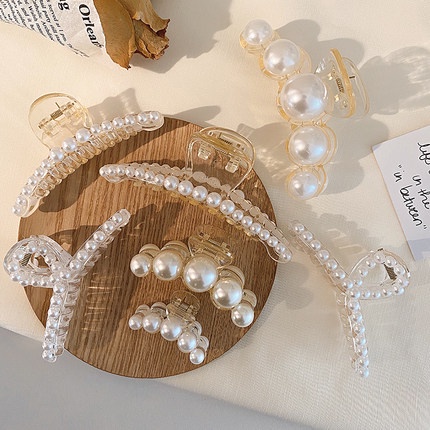 Kẹp tóc đính ngọc trai nhân tạo thiết kế đơn giản và tinh tế phong cách Hàn Quốc cho nữ