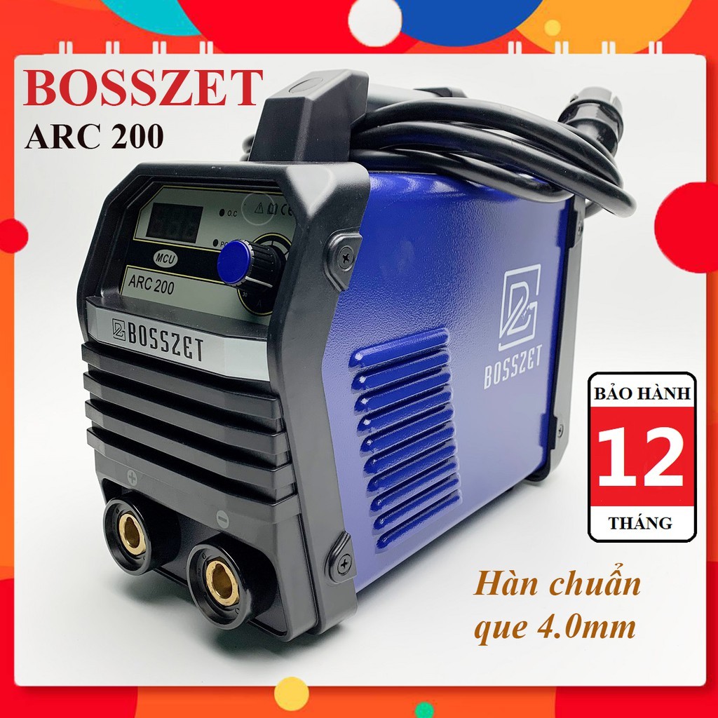 [Đủ dòng 200A] Máy hàn que điện tử BOSSZET ARC 200 (hàn chuẩn que 4.0 liên tục)