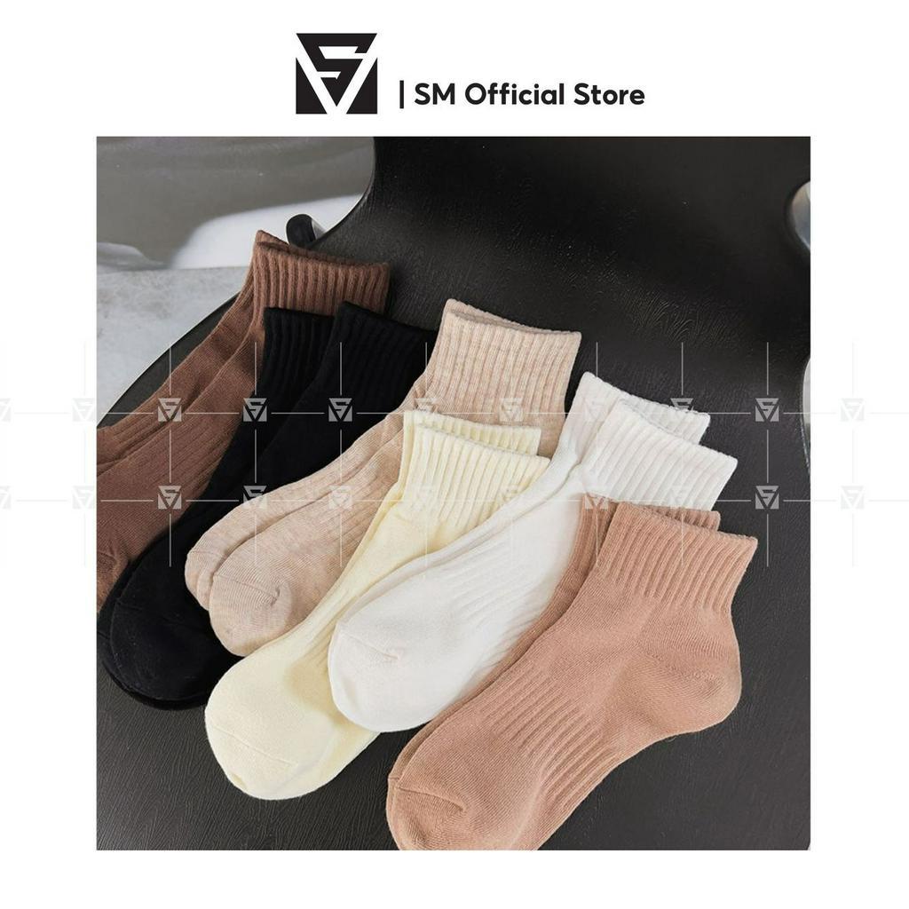Tất Vớ Trơn Cổ Cao Soulmate Store Tất Cotton Vải Co Giãn Phong Cách Ulzzang Hàn Quốc Cho Nam Nữ Smv07