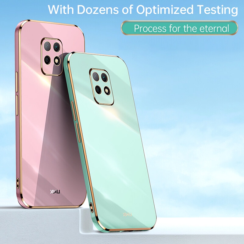 Ốp điện thoại mạ viền thẳng sang trọng bảo vệ camera cho Xiaomi Redmi 10X Pro 5G