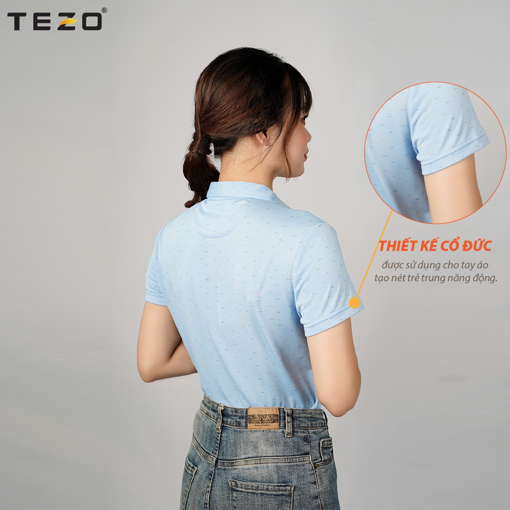 Áo thun nữ TEZO, áo phông công sở màu xanh pastel nhẹ nhàng tôn da chất liệu cotton cao cấp chống nhăn2103APCH04XPA