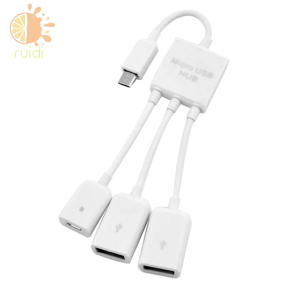 Hub chuyển đổi đầu Micro USB đầu sang cổng với hai cổng USB 2.0 OTG 3 trong 1