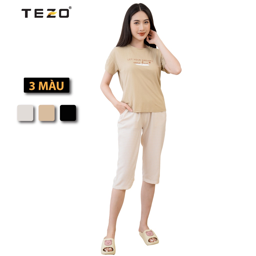 Bộ đồ nữ ngố tách lẻ in hoạ tiết ngực Tezo mặc ở nhà năng động thoải mái 2202AOBK01