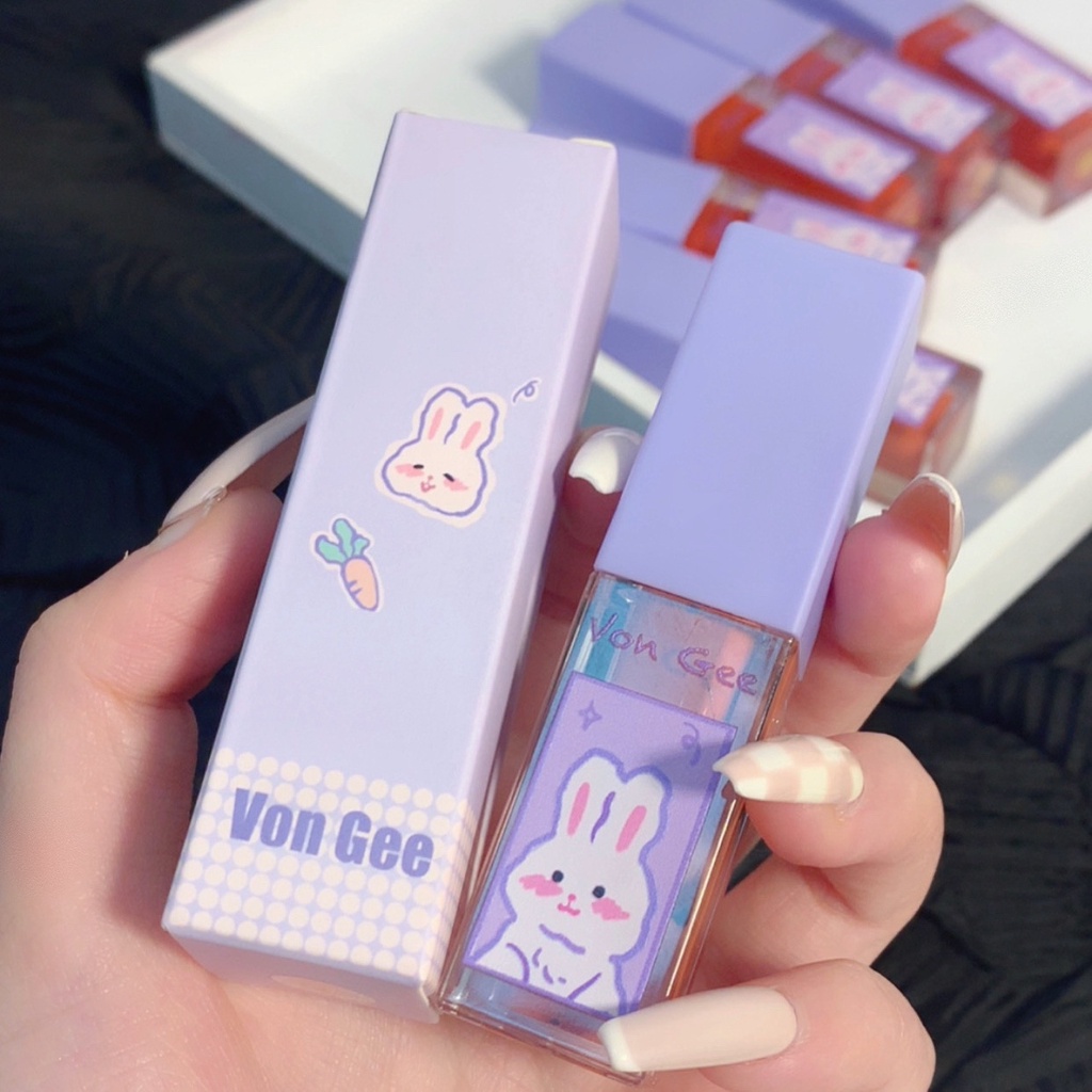 Von Gee® Son Môi Chống Thấm Nước Không Phai Màu Thiết Kế Vỏ Hình Thỏ Dễ Thương