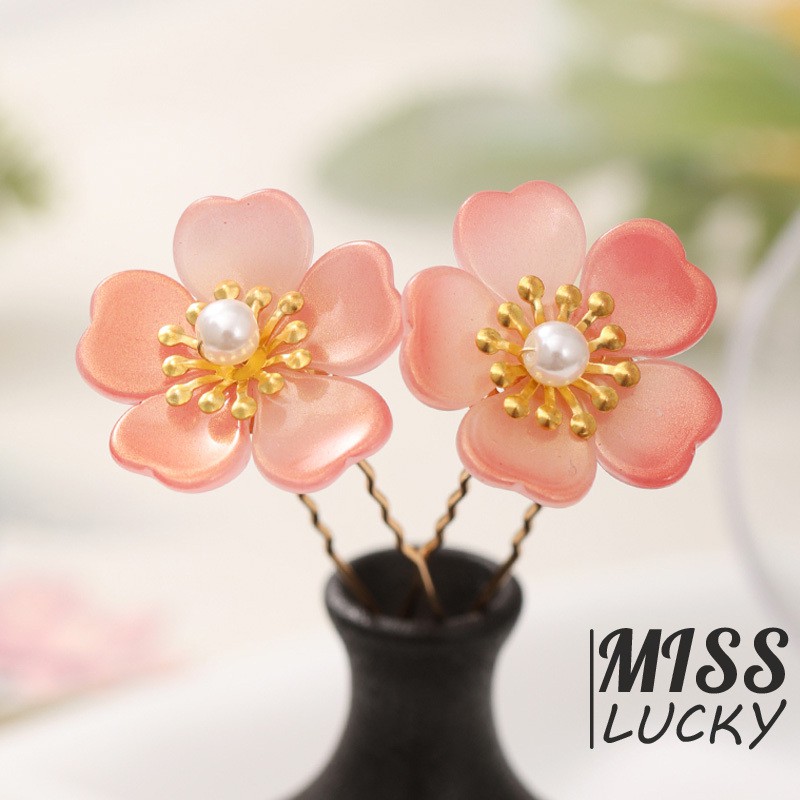 Set 2 Cài Tóc Hình Hoa Đính Ngọc Trai Xinh Xắn Cho Cô Dâu