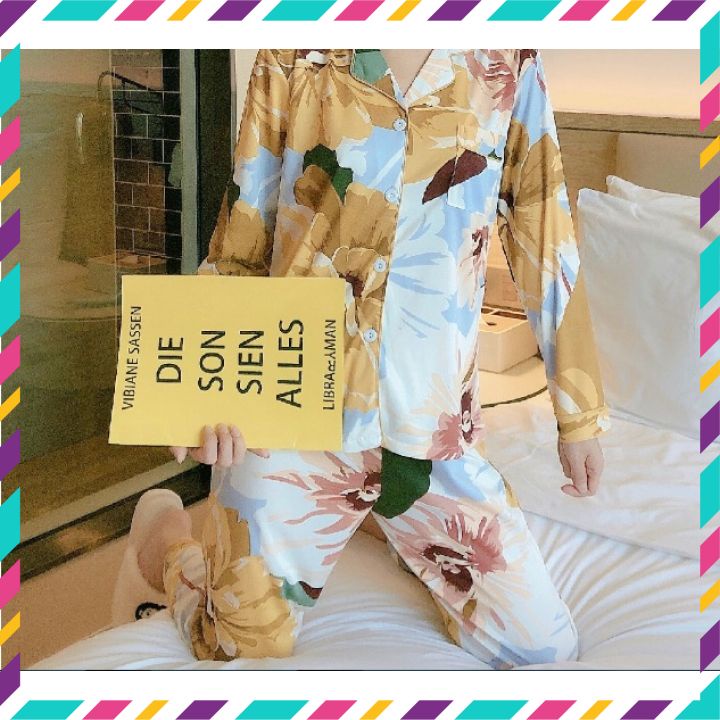 Đồ Bộ Nữ Pijama Tay Dài Quần Dài Cao Cấp Chất Dày Ấm in hình ngộ nghĩnh