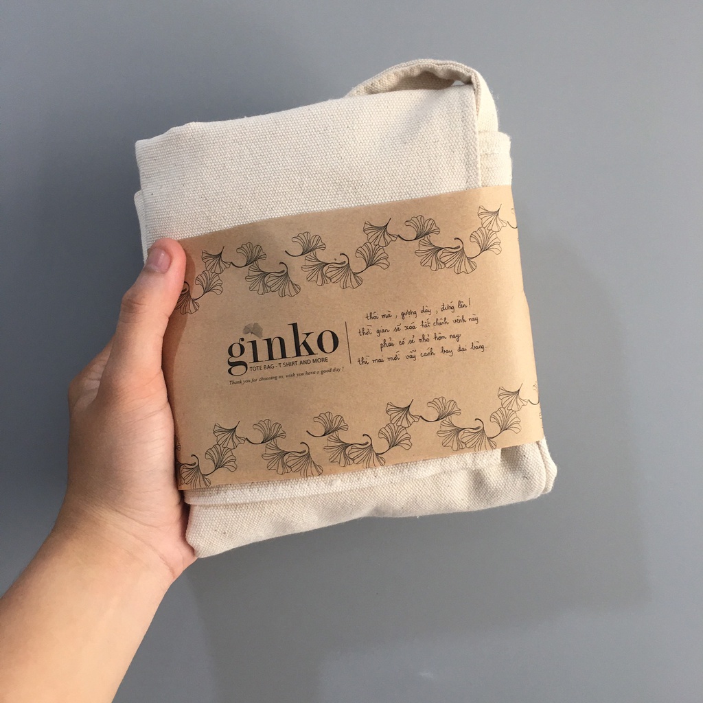 Túi Vải Tote GINKO Kiểu Basic Nút Bấm In Hình Yoga Cats