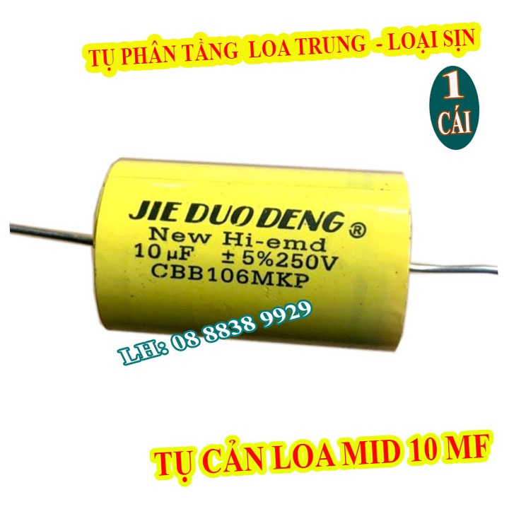 1 TỤ CHỐNG CHÁY LOA TRUNG 10MF VÀNG - TỤ CẢN LOA MID -TỤ LẮP LOA LỜI CAO CẤP - GIÁ 1 CHIẾC