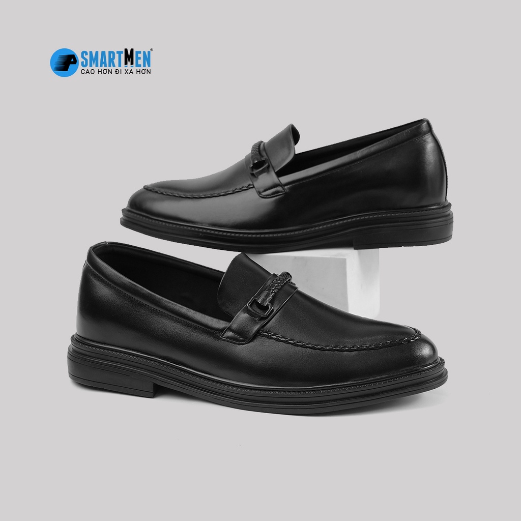 Giày lười công sở SMARTMEN tăng chiều cao màu đen GL-12Đ