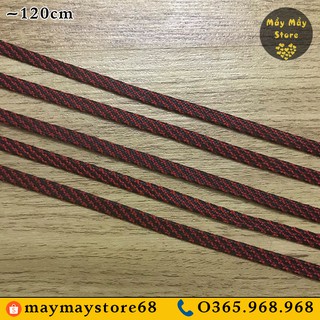 Dây Giày Dẹt Màu Đen Pha Đỏ Dài 120cm (Cho Giày Có 7-8 Lỗ Xâu)