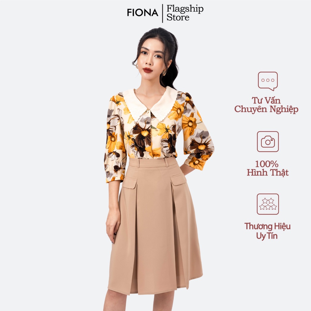 Chân váy nữ Fiona công sở dáng xòe xếp ly màu be F251468