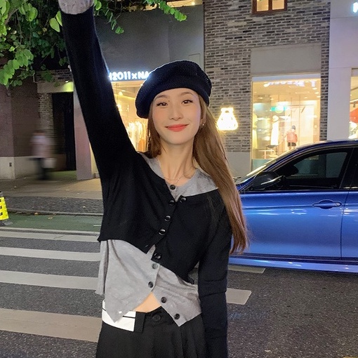 【ZHELIHANGFEI】Áo Cardigan Dệt Kim Tay Dài Hở Vai Dáng Ôm Vừa Vặn