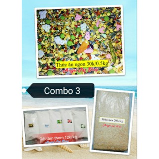 Combo 0.5kg thức ăn ngon + 1kg mùn cưa nén + 1kg cát tắm thơm