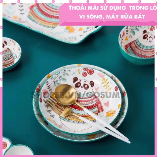 Bộ Bát Đĩa Decor Chén Dĩa Sứ Dễ Thương Đẹp Cao Cấp Hình Chó Corgi 14 món Cực Cute