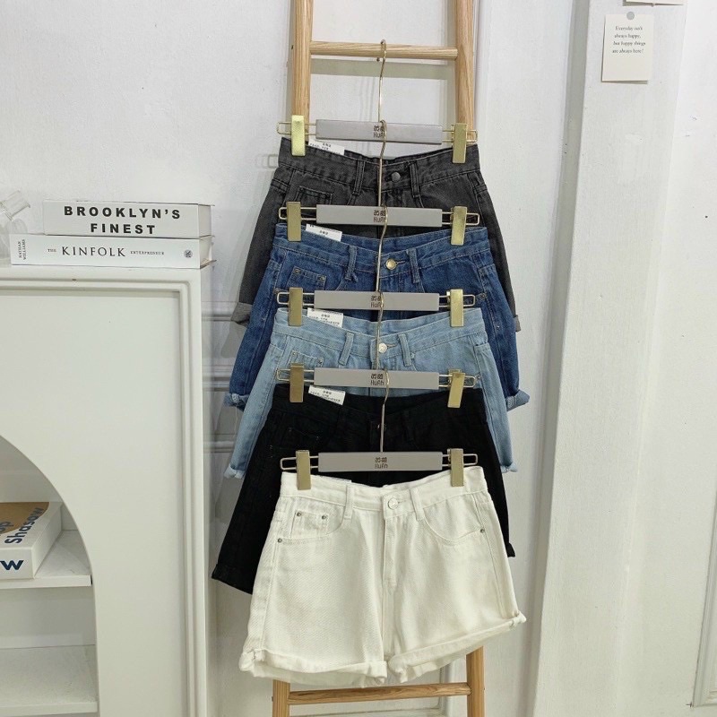 Quần shorts , quần sooc bò cạp cao gập gấu (Ảnh thật) hàng Quảng châu