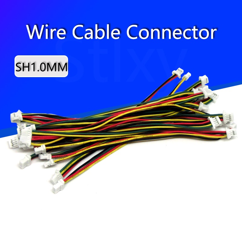 Set 5 Đầu Nối Dây Cáp Điện 100MM SH 1.0 SH1.0 JST 2/3/4/5/6/7/8/9/10 Pin 28AWG DIY