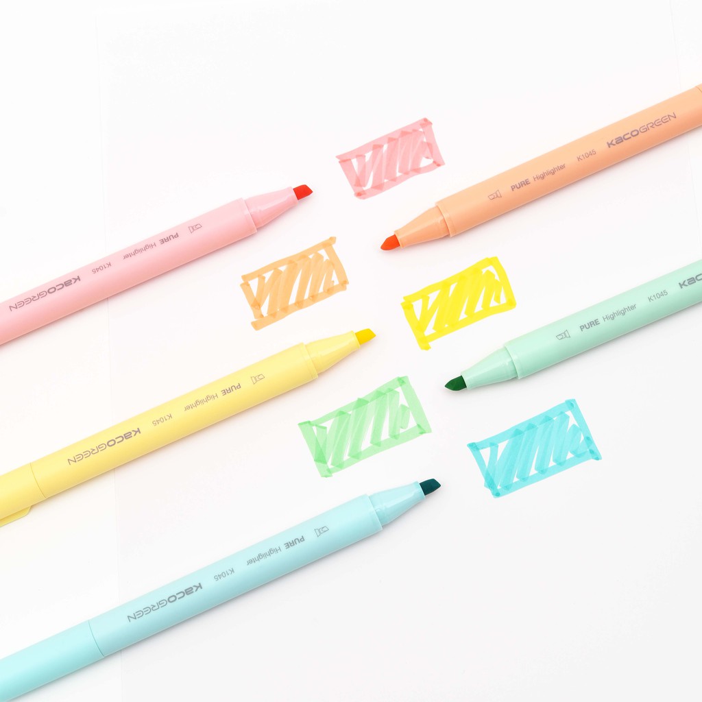 Bộ 05 bút Highlight Plastic KACO H Pastel