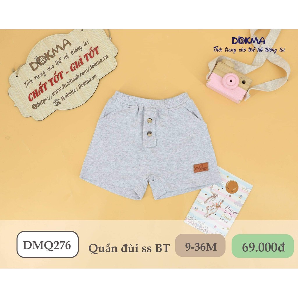 (6-&gt;18 tháng) Quần đùi bé trai Dokma đính cúc 100% cotton Mỹ cao cấp (DMQ276 )