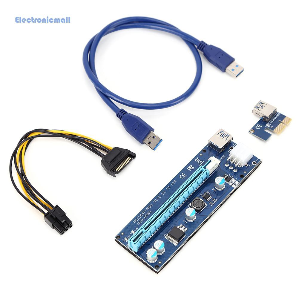 ElectronicMall01 PCI Express Riser Card PCI-E 1X to 16X Extender PCIe Adapter for Bitcoin Miner