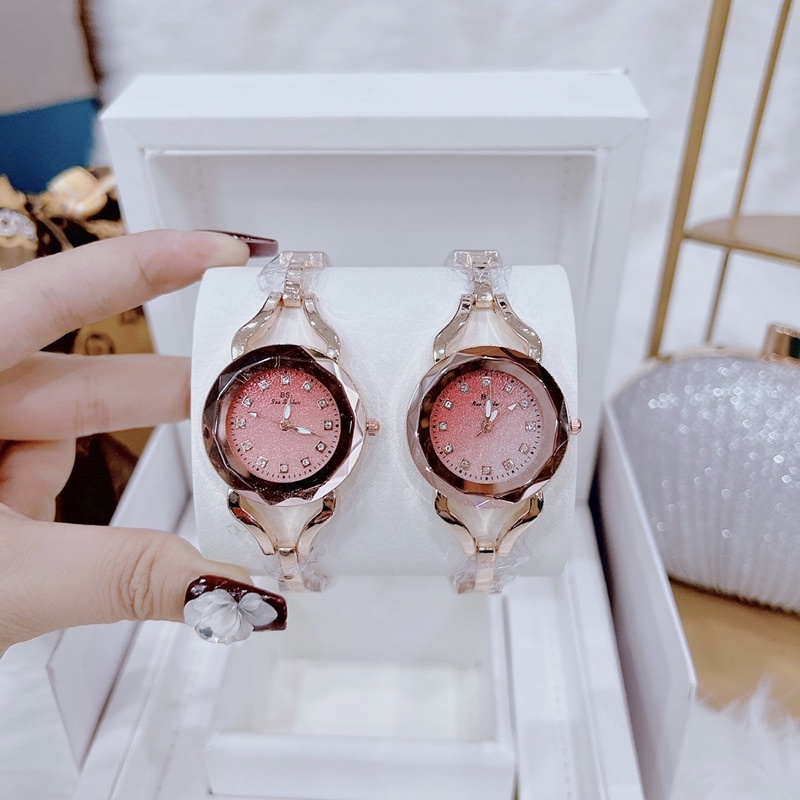 Đồng Hồ Nữ Thời Trang BS BEE SISTER Dây Kim Loại Cao Cấp Phong Cách Hàn Quốc - Tặng Kèm Hộp , ảnh tự chụp