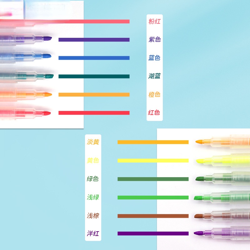 Set 6 Bút Đánh Dấu Hai Đầu Hai Đầu Nhiều Màu Sắc Dành Cho Học Sinh