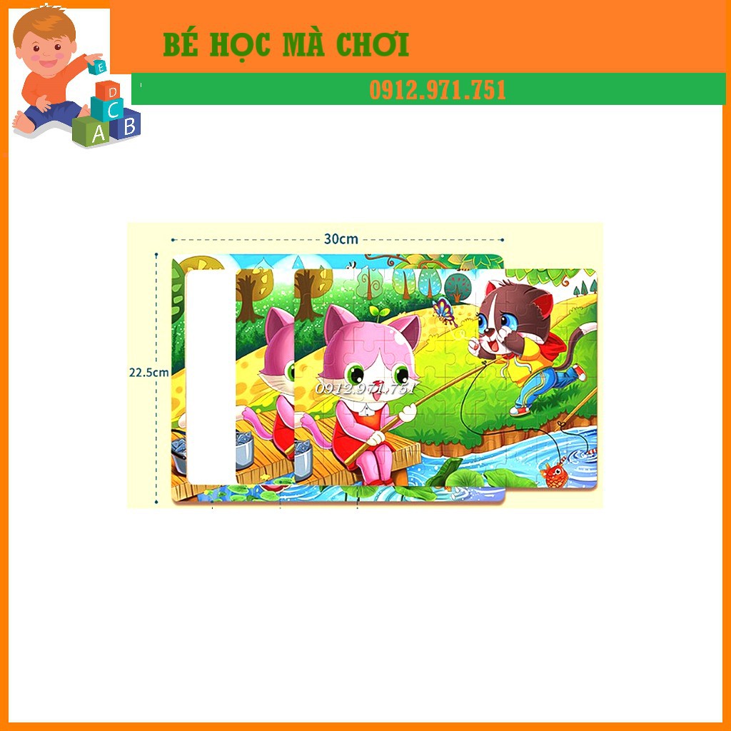 [Bán giá gốc] - Tranh xếp hình gỗ Puzzle 60 pcs có bảng gỗ kèm theo ( LINK 2)